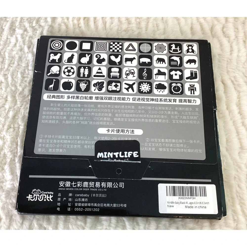 Lot of 6 High Contrast Black & White Baby Board Books Cards for Eye Development